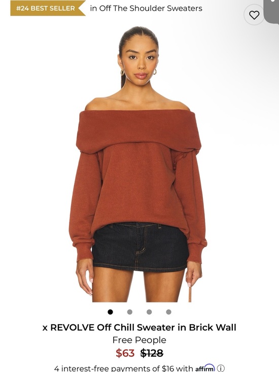 Free People Sweaters - Free People Off-Shoulder Foldover Sweater in Brick